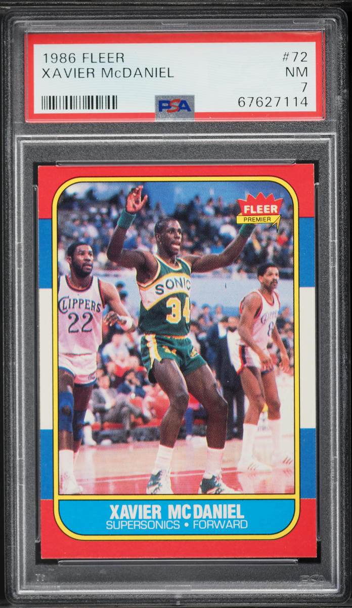 1986 Fleer Basketball Xavier McDaniel #72 PSA 7 NRMT