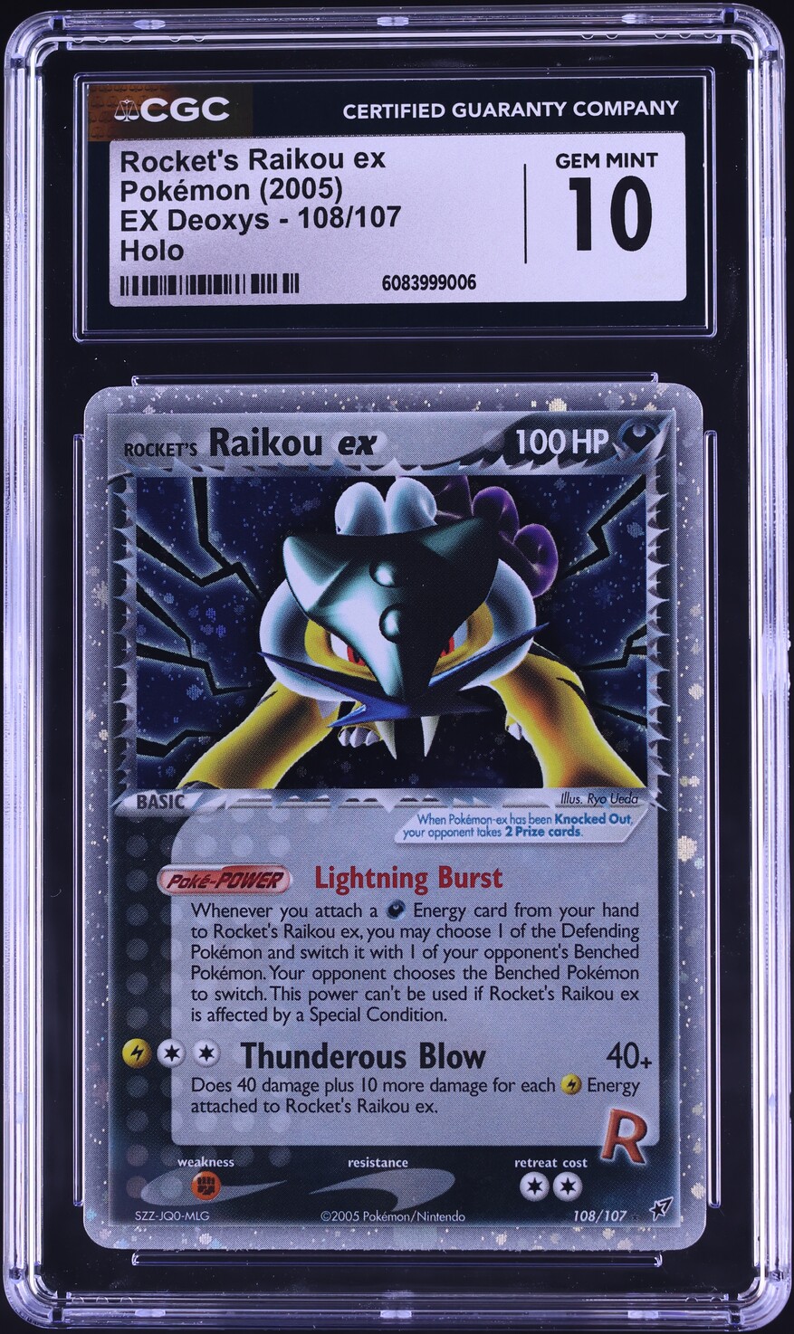 2005 Pokemon EX Deoxys Holo Rocket's Raikou ex #108 CGC 10 GEM MINT