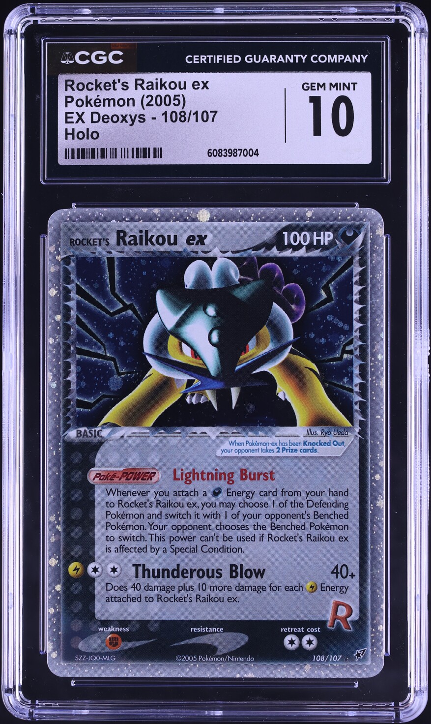 2005 Pokemon EX Deoxys Holo Rocket's Raikou ex #108 CGC 10 GEM MINT