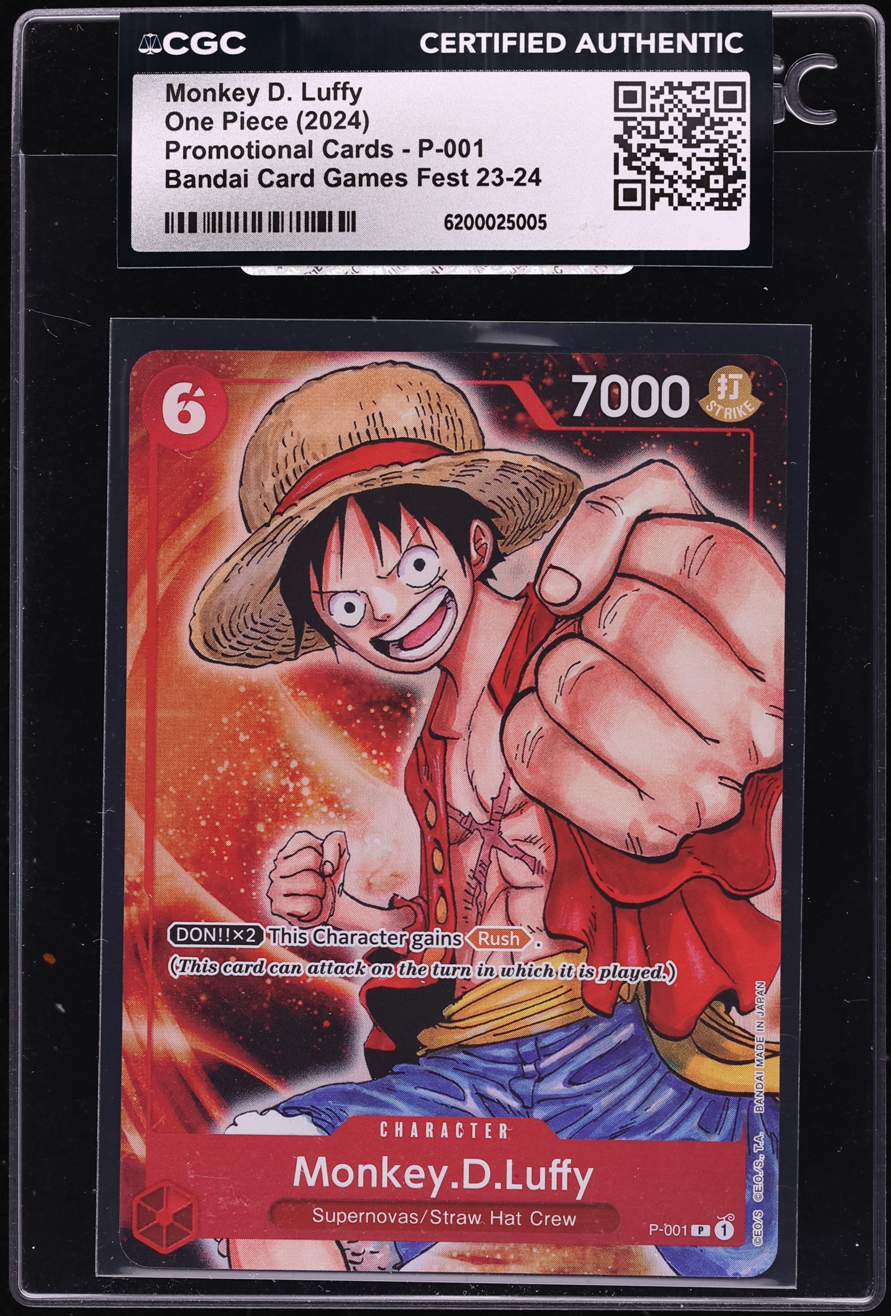 2024 One Piece Promo Bandai Games Fest Monkey D. Luffy #P-001 CGC AUTH