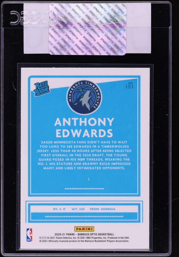 2020 Donruss Optic Anthony Edwards ROOKIE #151 CGC AUTH