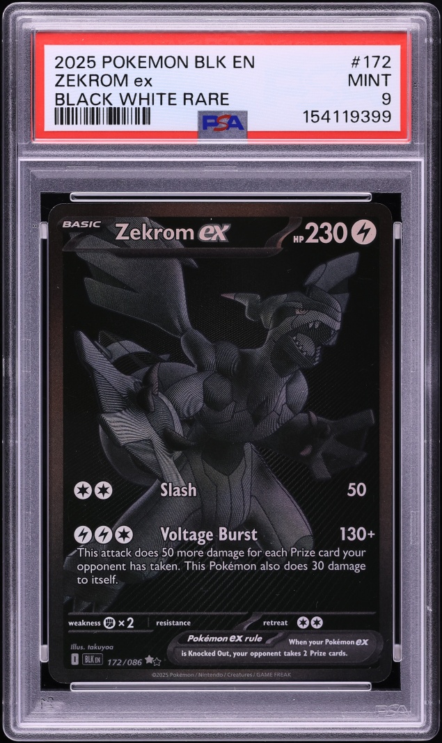 2025 Pokemon Scarlet & Violet Black Bolt BWR Zekrom ex #172 PSA 9 MINT
