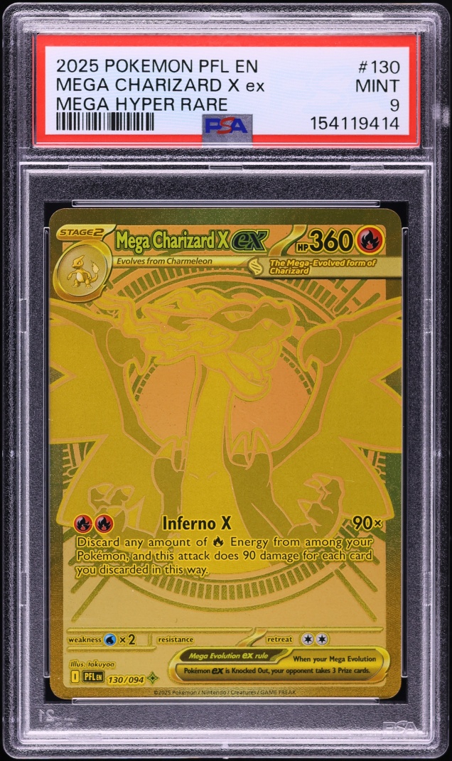2025 Pokemon Mega Evolution Phantasmal Flames MHR Mega Charizard X ex #130 PSA 9 MINT