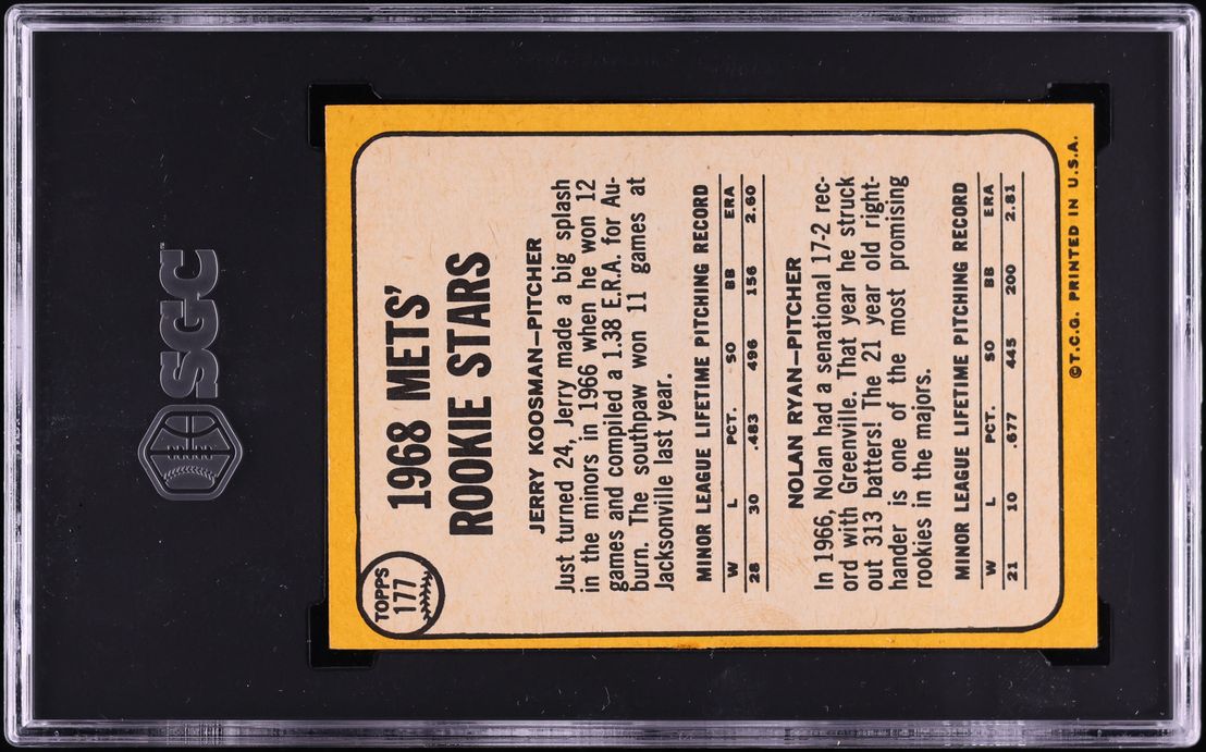 1968 Topps Nolan Ryan ROOKIE #177 SGC AUTH