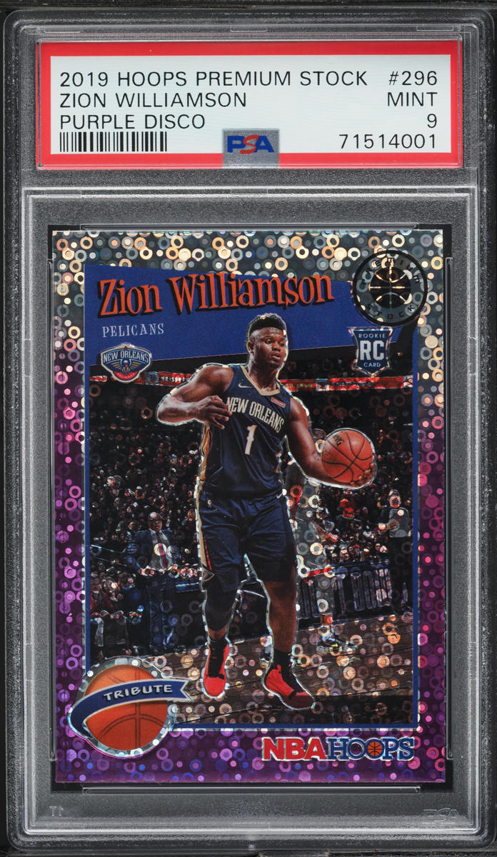 2019 Hoops Tribute Premium Stock Purple Disco Zion Williamson ROOKIE #296 PSA 9