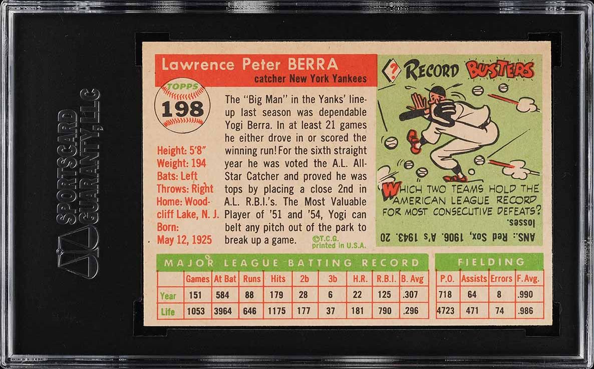 1955 Topps Yogi Berra #198 SGC 7.5 NM+