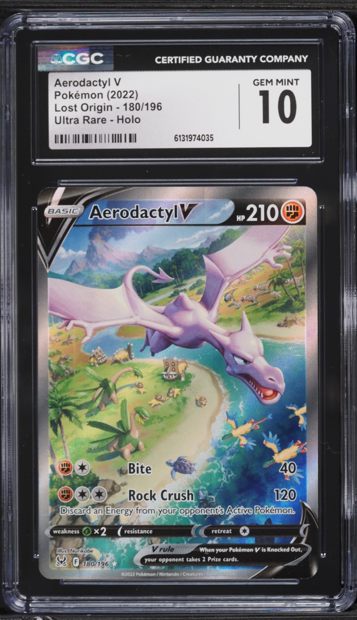 2022 Pokemon Sword & Shield Lost Origin Alt Art Aerodactyl V #180 CGC 10 GEM MINT