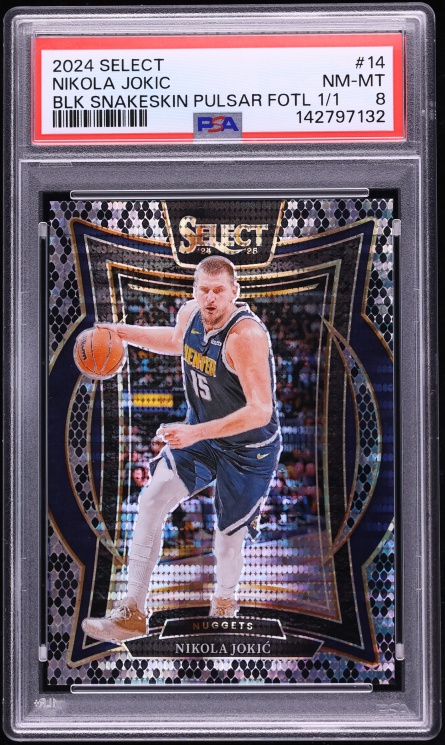 2024 Select Concourse Black Snakeskin Pulsar FOTL Nikola Jokic 1/1 #14 PSA 8 NM-MT