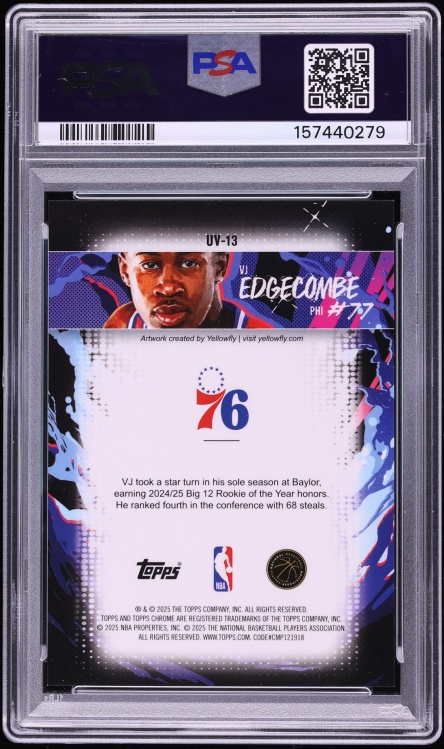 2025 Topps Chrome Ultra Violet VJ Edgecombe ROOKIE #UV-13 PSA 9 MINT