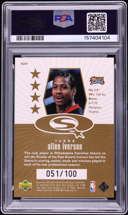 1998 Upper Deck Choice Starquest Gold Allen Iverson /100 #SQ20 PSA 4 VGEX