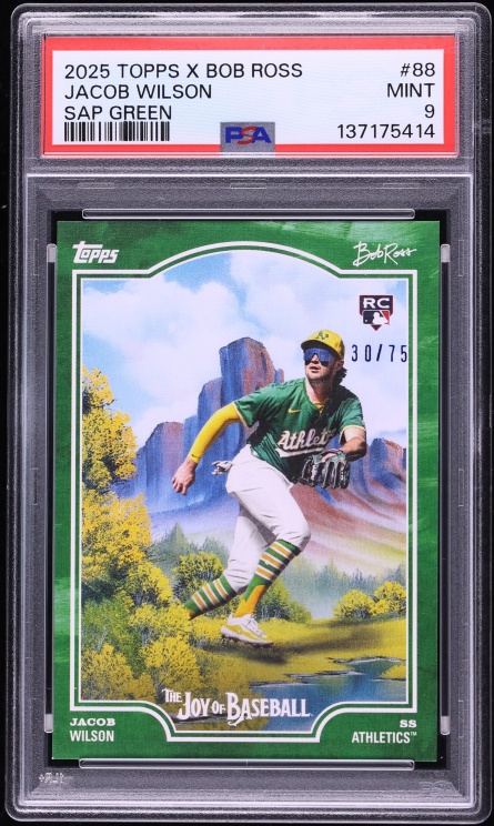 2025 Topps X Bob Ross The Joy Of Baseball Sap Green Jacob Wilson ROOKIE /75 #88 PSA 9 MINT