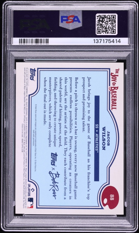 2025 Topps X Bob Ross The Joy Of Baseball Sap Green Jacob Wilson ROOKIE /75 #88 PSA 9 MINT