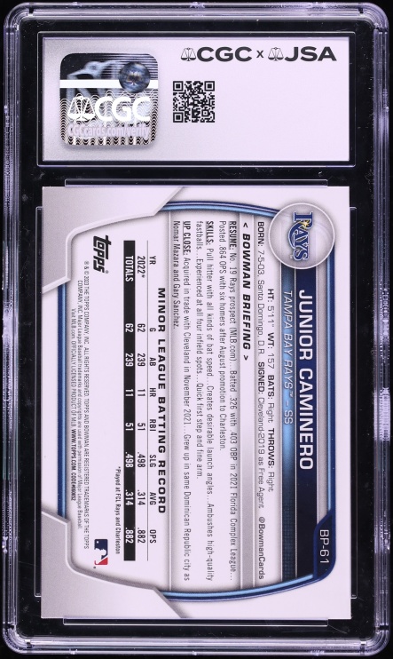 2023 Bowman Junior Caminero PROSPECT AUTO #BP-61 CGC AUTH