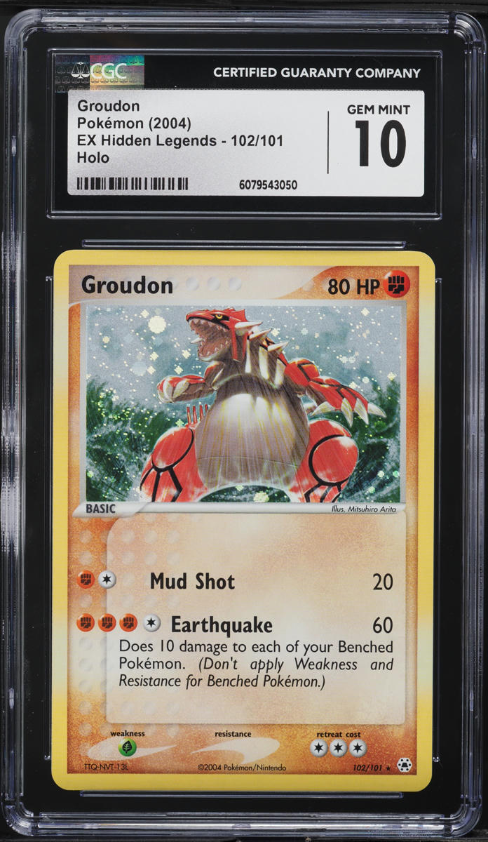 2004 Pokemon EX Hidden Legends Holo Groudon #102 CGC 10 GEM MINT - Main Image