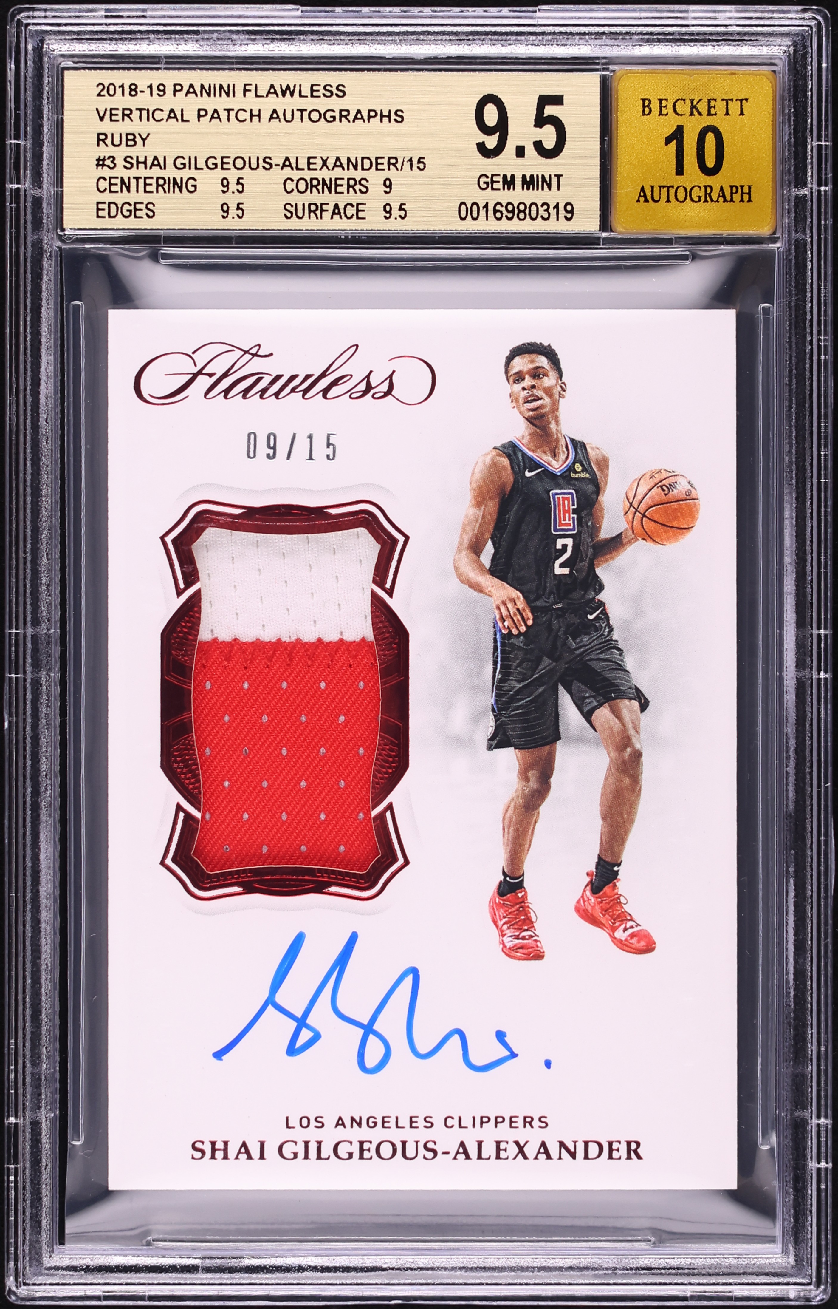 2018 Panini Flawless Ruby Shai Gilgeous-Alexander ROOKIE PATCH