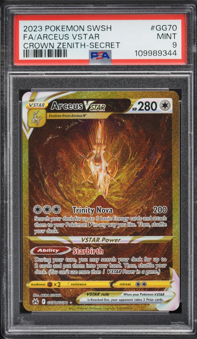 2023 Pokemon Sword & Shield Crown Zenith Gold Rare Arceus VSTAR #GG70 PSA 9 MINT
