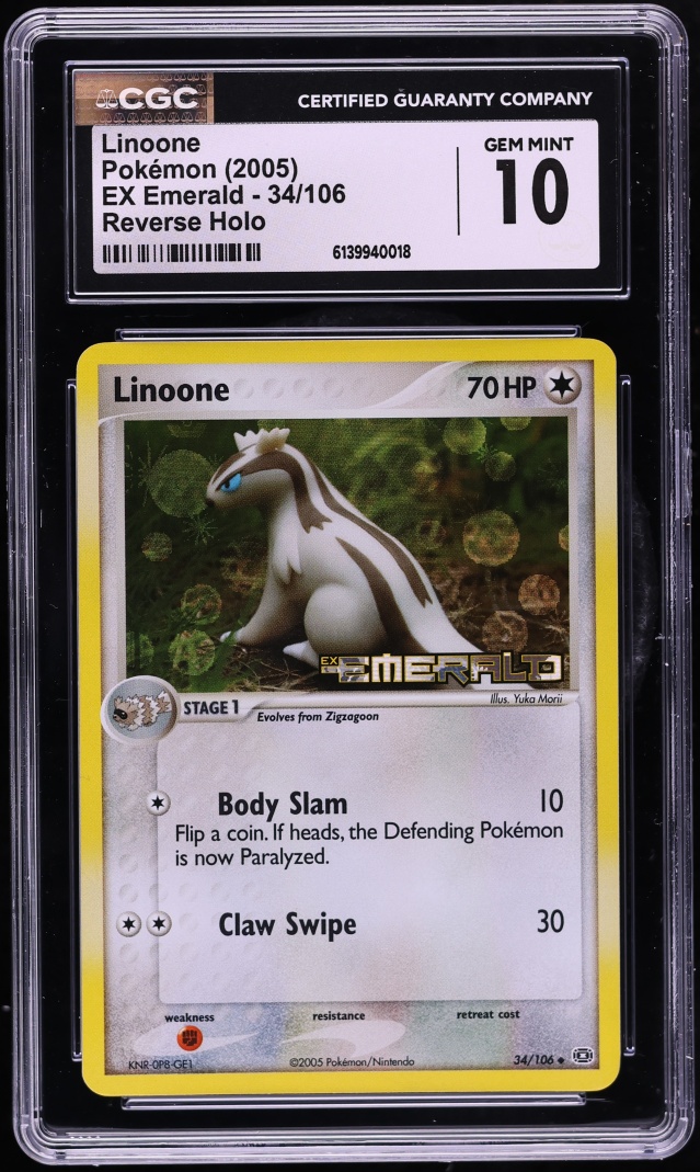 2005 Pokemon EX Emerald Reverse Holo Linoone #34 CGC 10 GEM MINT
