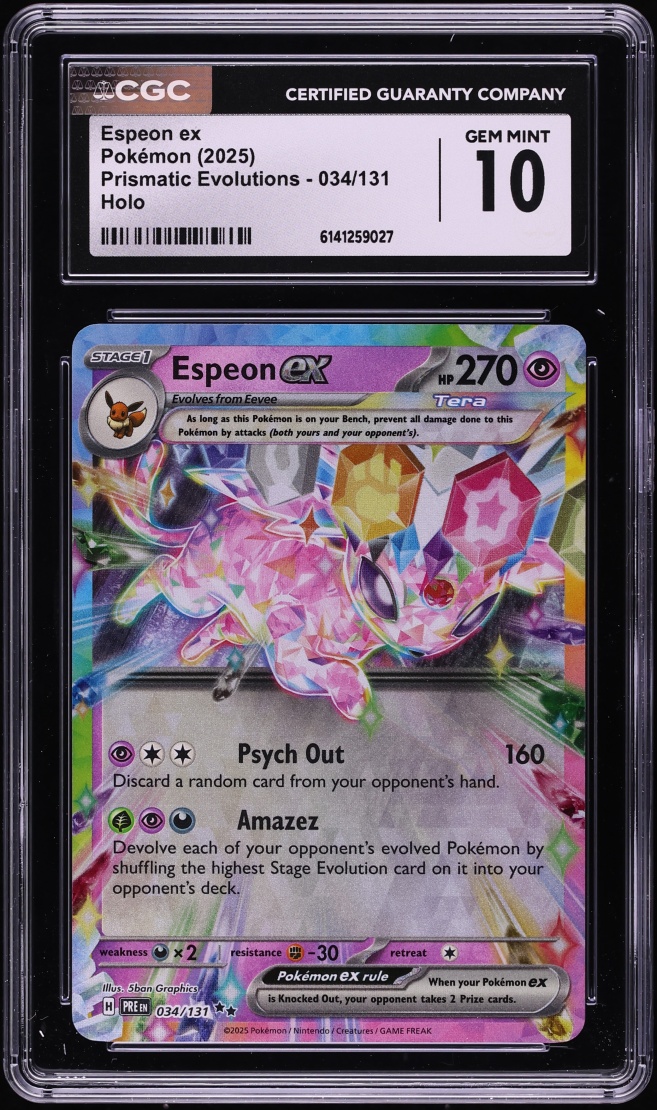 2025 Pokemon Scarlet & Violet Prismatic Evolutions Holo Espeon EX #34 CGC 10 GEM MINT