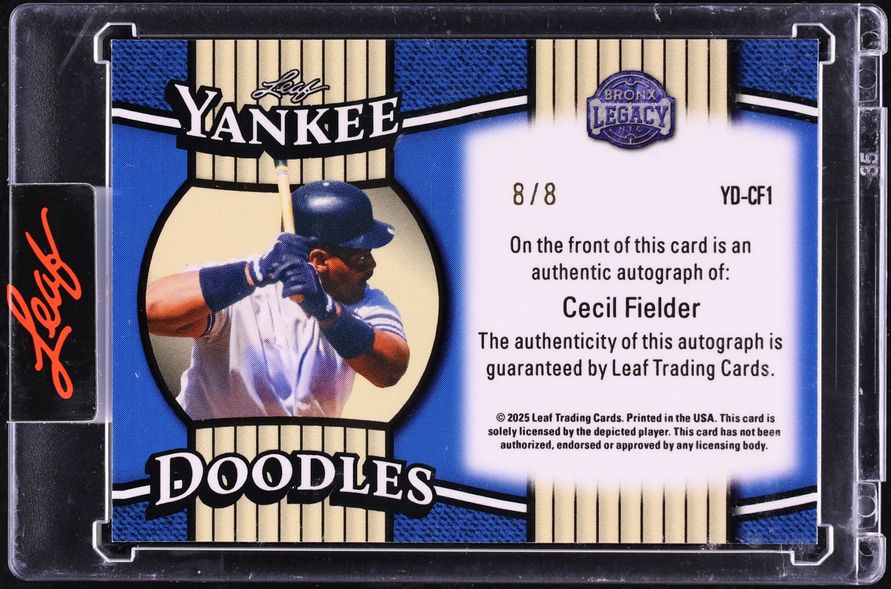 2025 Leaf A Bronx Legacy Yankee Doodles Purple Prismatic Cecil Fielder AUTO 8/8 #YD-CF1