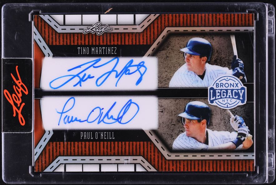 2025 Leaf A Bronx Legacy Dual Orange Prismatic Tino Martinez & Paul O'Neill AUTO 5/5 #DA-11