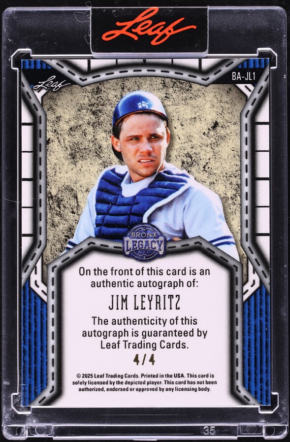 2025 Leaf A Bronx Legacy Platinum Prismatic Jim Leyritz AUTO 4/4 #BA-JL1
