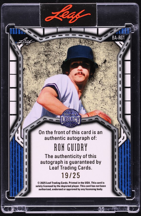 2025 Leaf A Bronx Legacy Blue Prismatic Ron Guidry AUTO /25 #BA-RG1