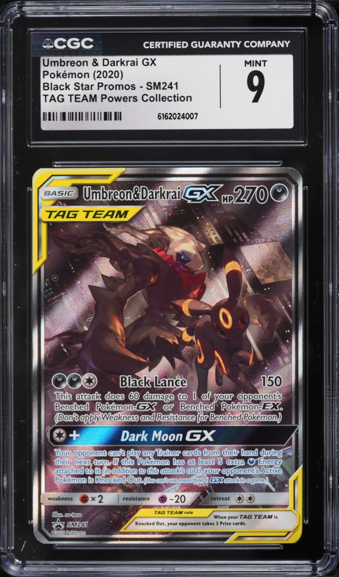 2020 Pokemon Sun & Moon Promo Tag Team Powers Full Art Umbreon & Darkrai GX #SM241 CGC 9 MINT
