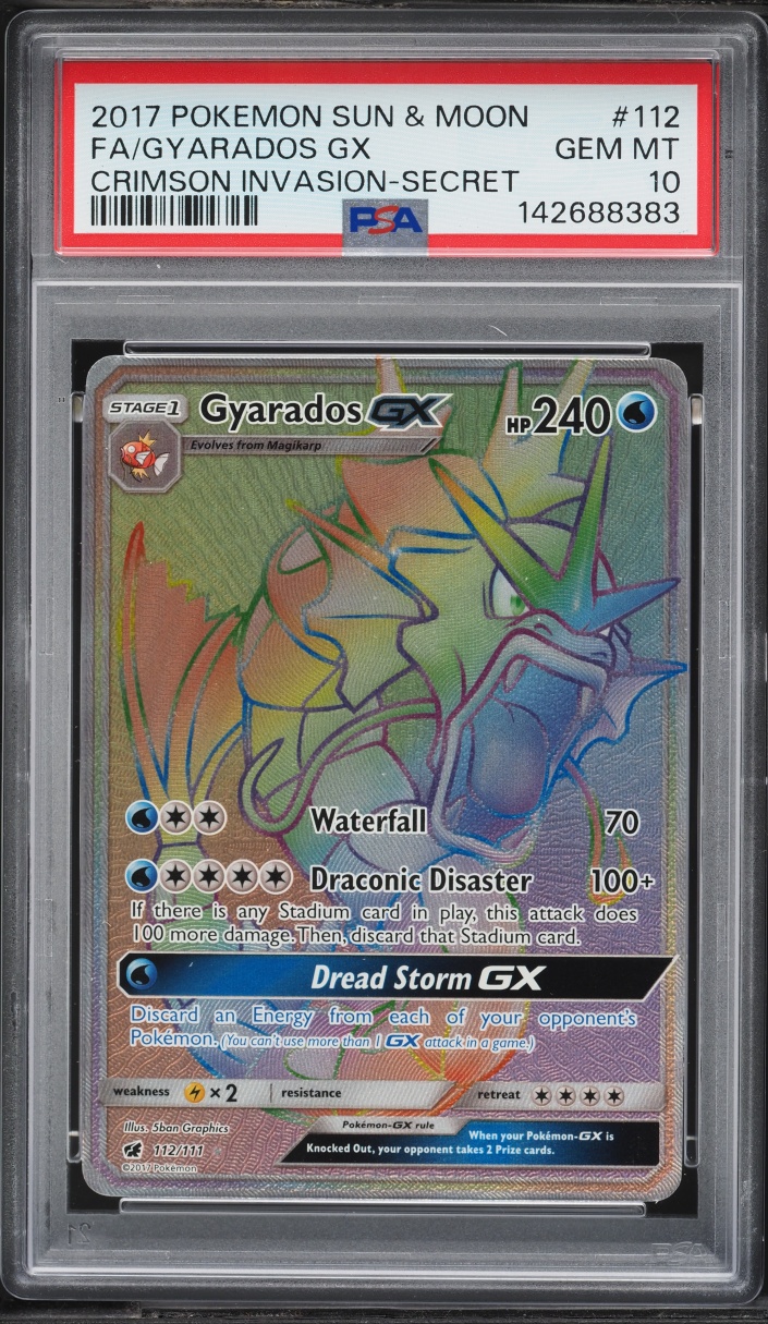 2017 Pokemon Sun & Moon Crimson Invasion Rainbow Rare Gyarados GX #112 PSA 10 GEM MINT