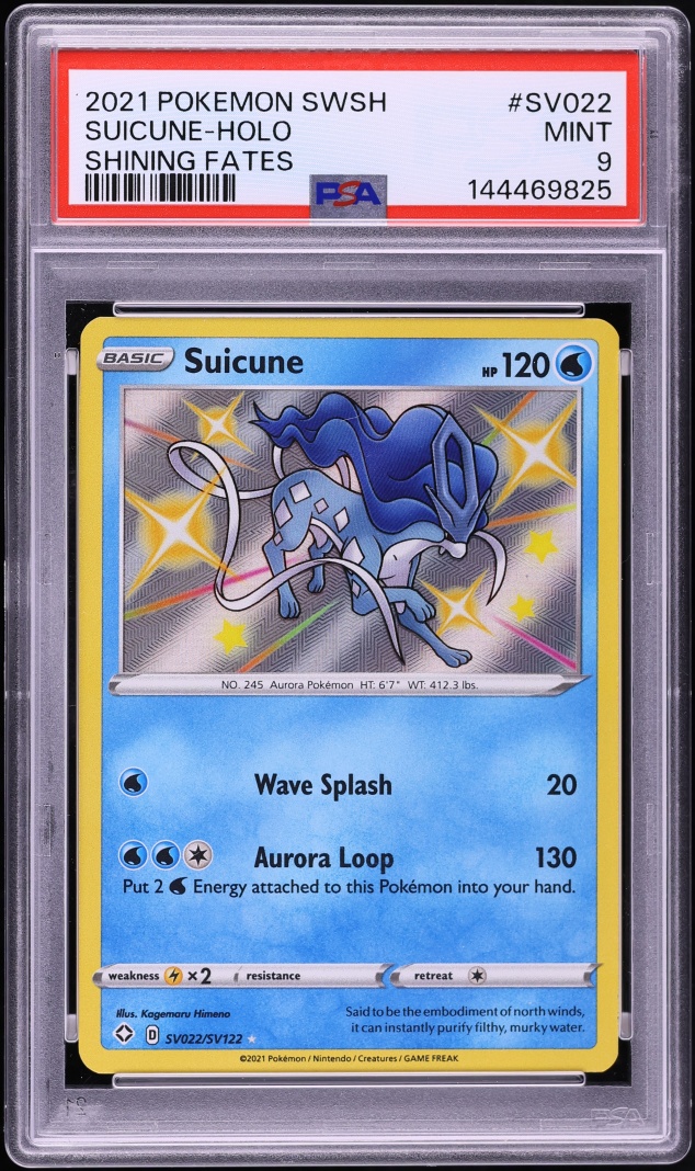 2021 Pokemon Sword & Shield Shining Fates Holo Suicune #SV22 PSA 9 MINT