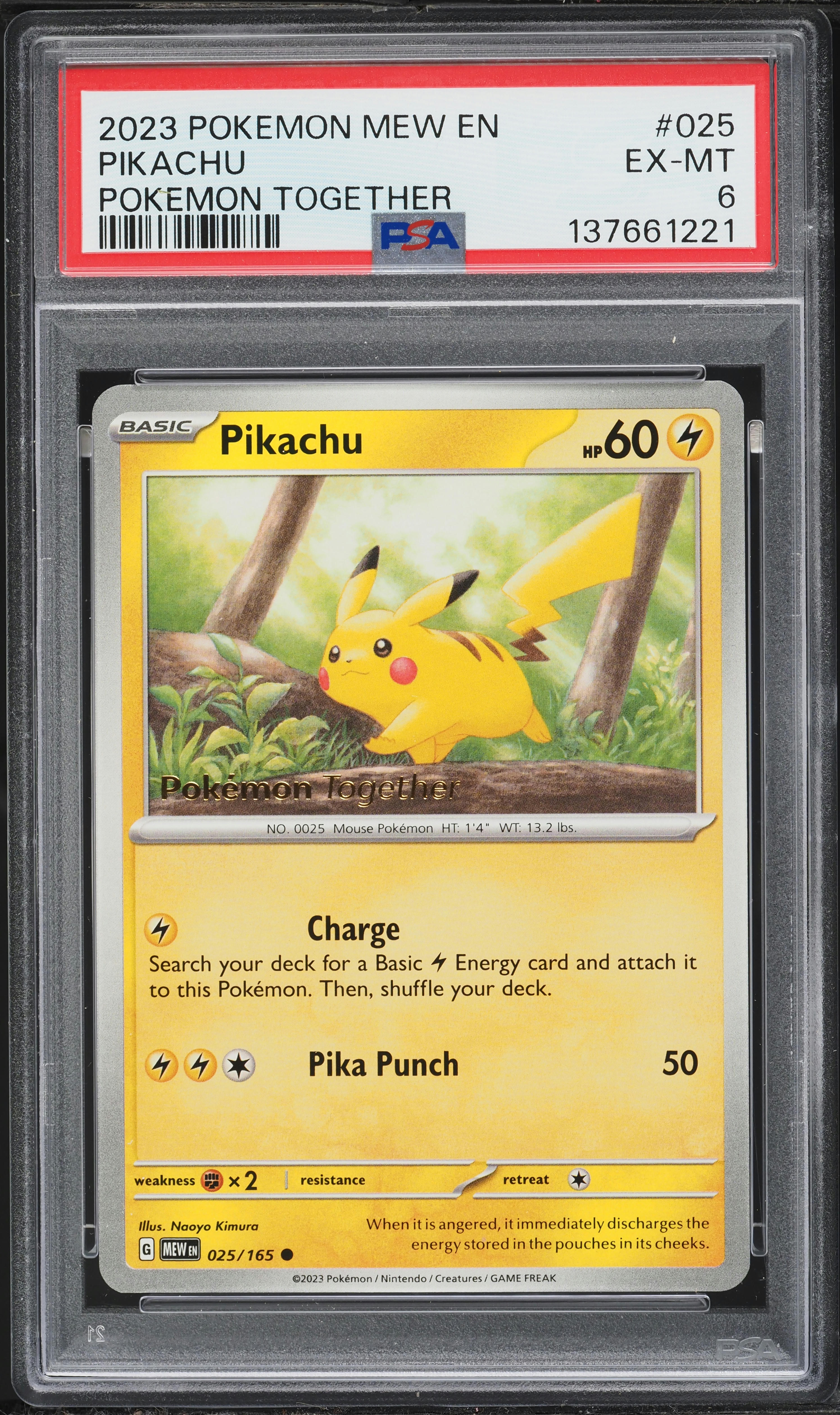 2023 Pokemon Scarlet & Violet 151 Together Pikachu #25 PSA 6 EXMT