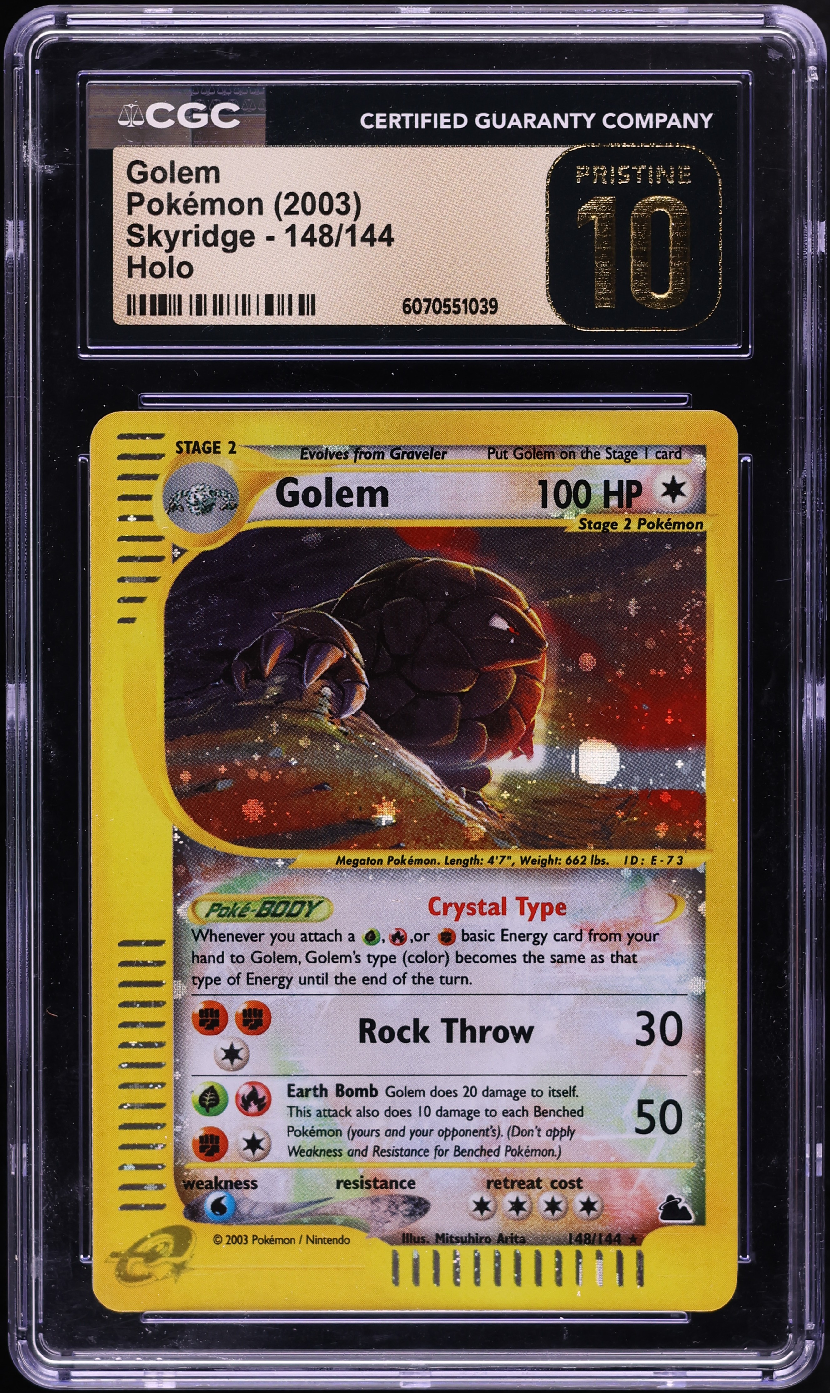 2003 Pokemon Skyridge Holo Crystal Golem #148 CGC 10 PRISTINE