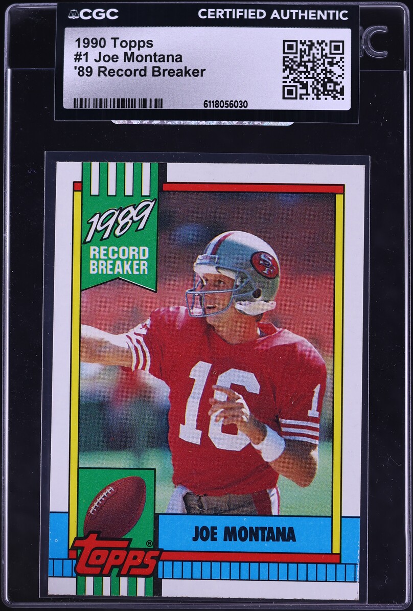 1990 Topps Football Joe Montana RECORD BREAKER #1 CGC AUTH