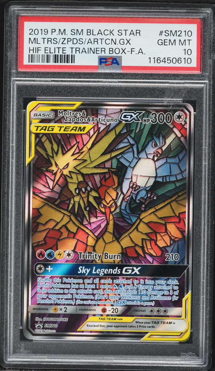 2019 Pokemon SM Promo Hidden Fates ETB Full Art Moltres & Zapdos & Articuno GX PSA 10 GEM MINT