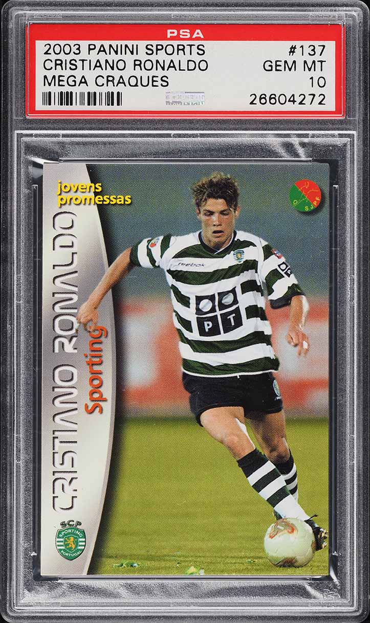 2003 Panini Sports Mega Craques Cristiano Ronaldo ROOKIE #137 PSA