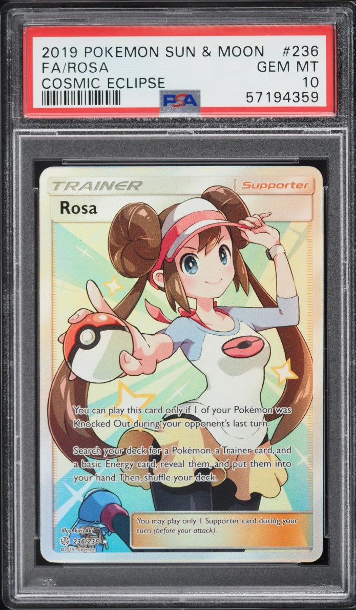 2019 Pokemon Sun & Moon Cosmic Eclipse Full Art Rosa #236 PSA 10 GEM MINT
