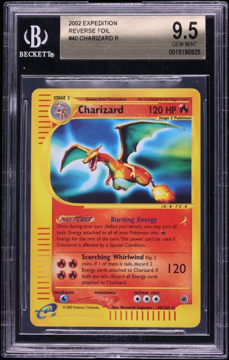 2002 Pokemon Expedition Reverse Holo Charizard #40 BGS 9.5 GEM MINT