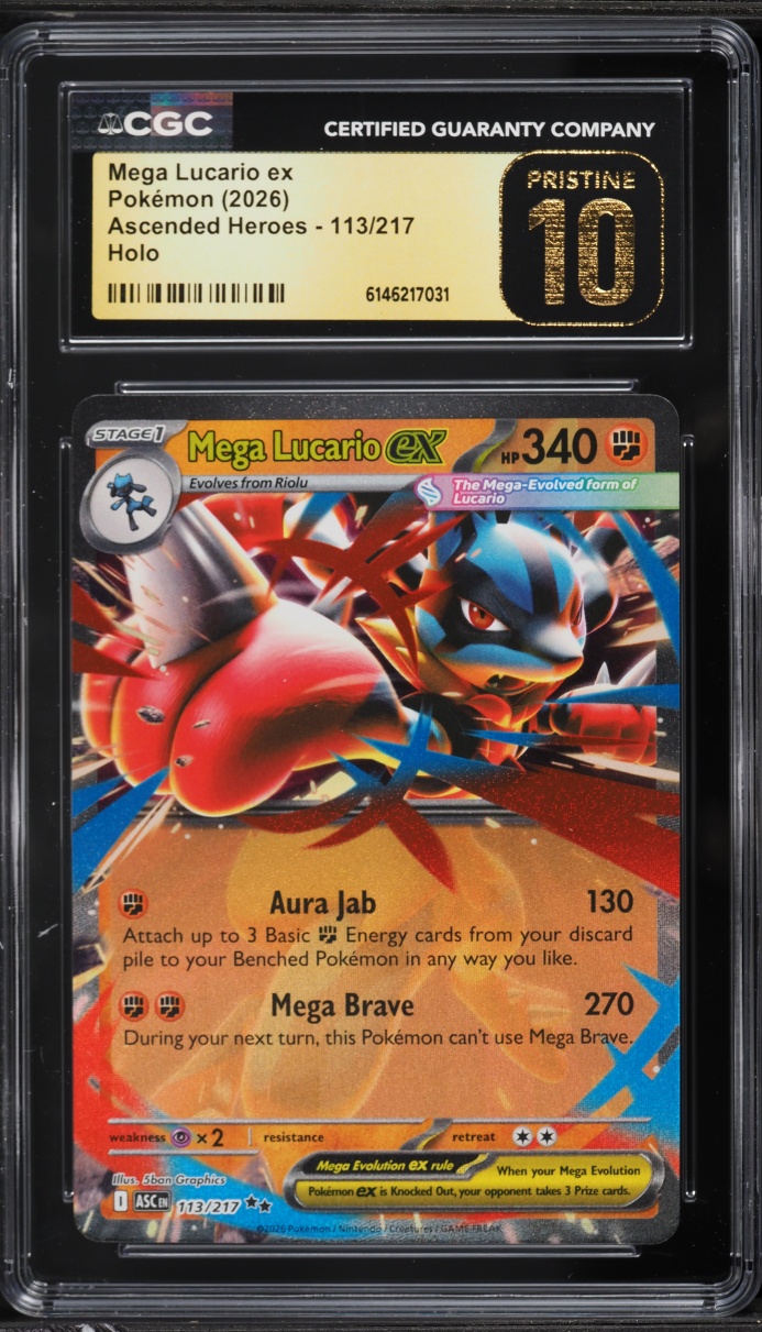 2026 Pokemon Mega Evolution Ascended Heroes Holo Mega Lucario EX #113 CGC 10 PRISTINE