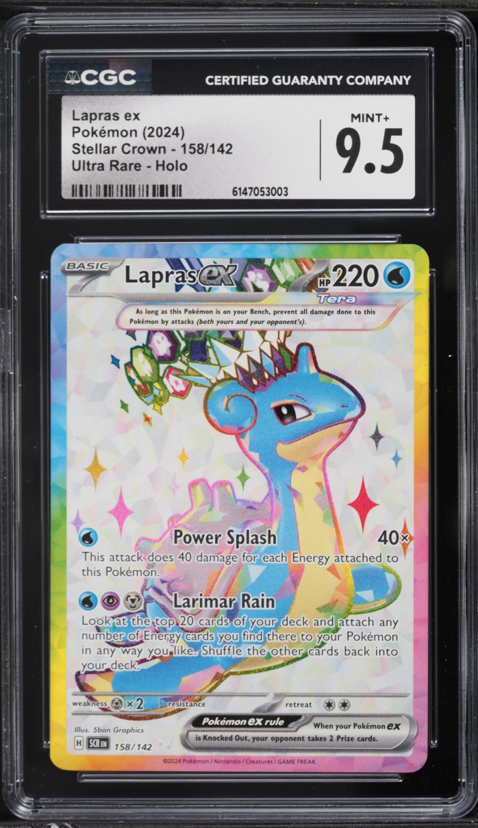 2024 Pokemon Scarlet & Violet Stellar Crown Full Art Lapras ex #158 CGC 9.5 MINT+