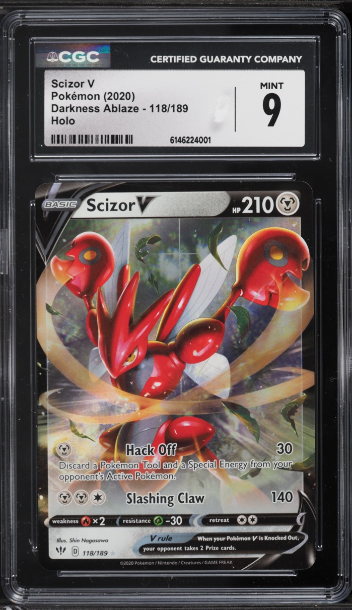 2020 Pokemon Sword & Shield Darkness Ablaze Scizor V #118 CGC 9 MINT