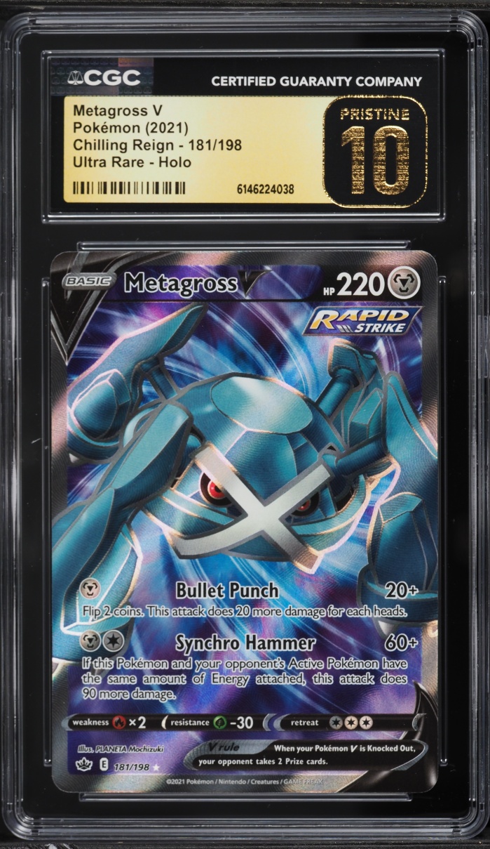 2021 Pokemon Sword & Shield Chilling Reign Full Art Metagross V #181 CGC 10 PRISTINE