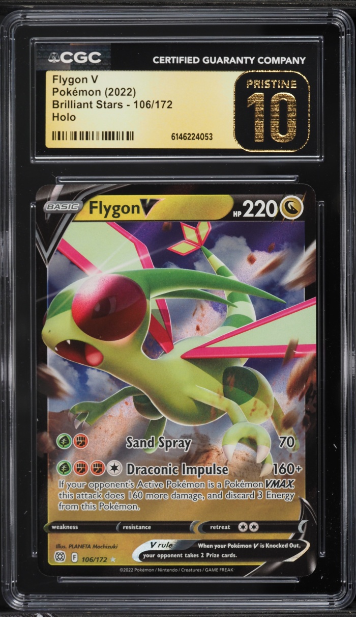 2022 Pokemon Sword & Shield Brilliant Stars Flygon V #106 CGC 10 PRISTINE