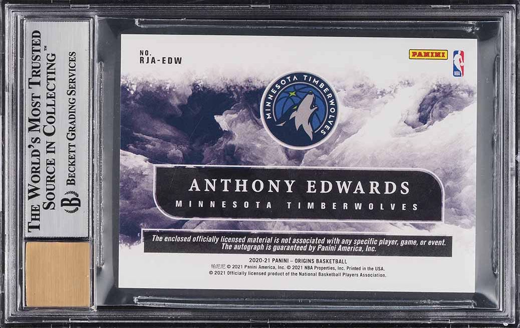 2020 Panini Origins Turquoise Anthony Edwards ROOKIE PATCH AUTO 1/25 #1 BGS 8.5