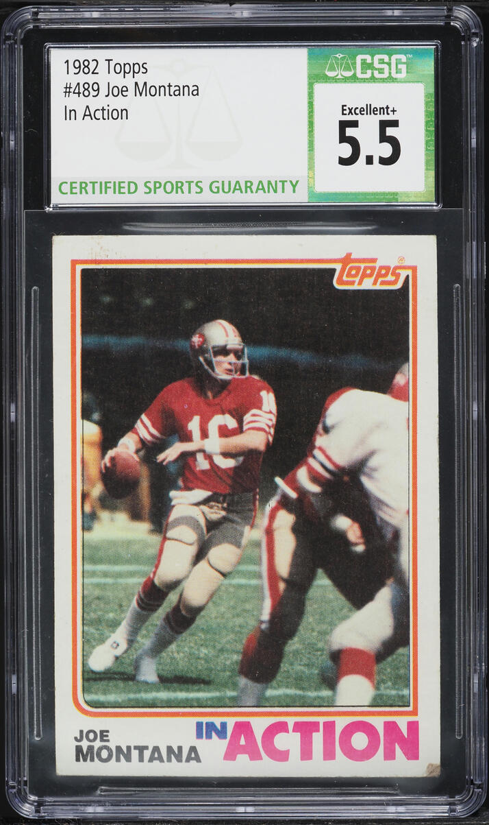 1982 Topps Football Joe Montana IN ACTION #489 CSG 5.5 EX+
