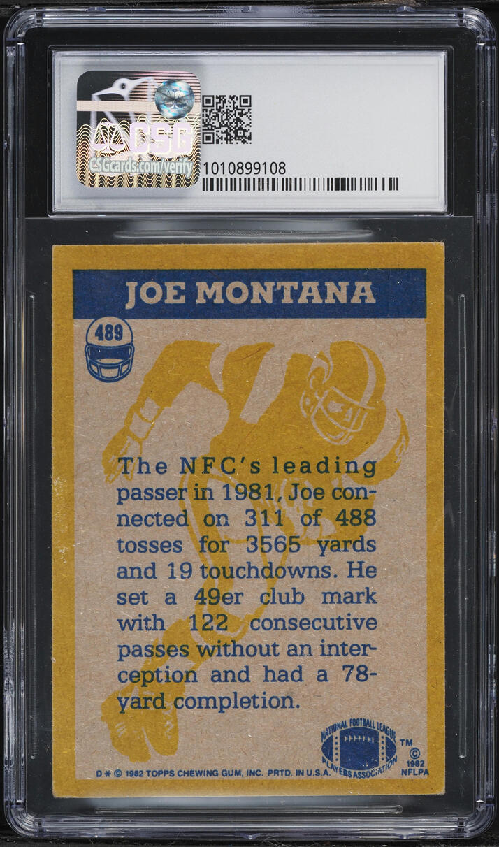 1982 Topps Football Joe Montana IN ACTION #489 CSG 5.5 EX+