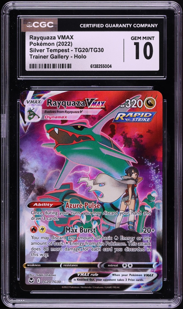2022 Pokemon Sword & Shield Silver Tempest Full Art Rayquaza VMAX #TG20 CGC 10 GEM MINT