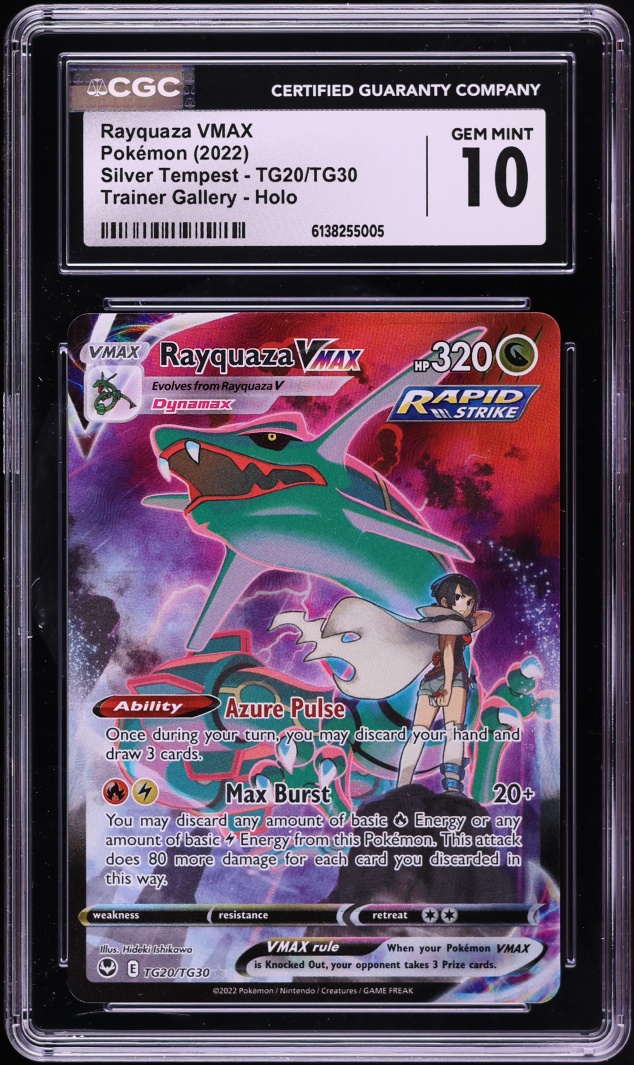2022 Pokemon Sword & Shield Silver Tempest Full Art Rayquaza VMAX #TG20 CGC 10 GEM MINT
