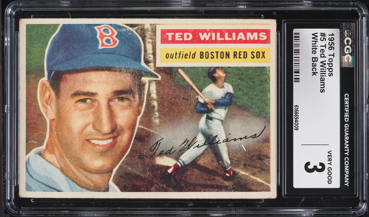 1956 Topps Ted Williams WHITE BACK #5 CGC 3 VG