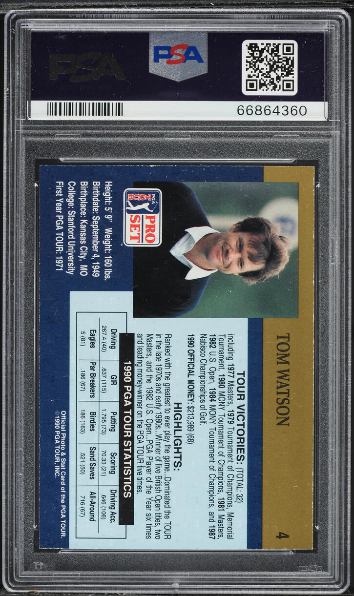 1990 Pro Set PGA Tour Golf Tom Watson #4 PSA 9 MINT