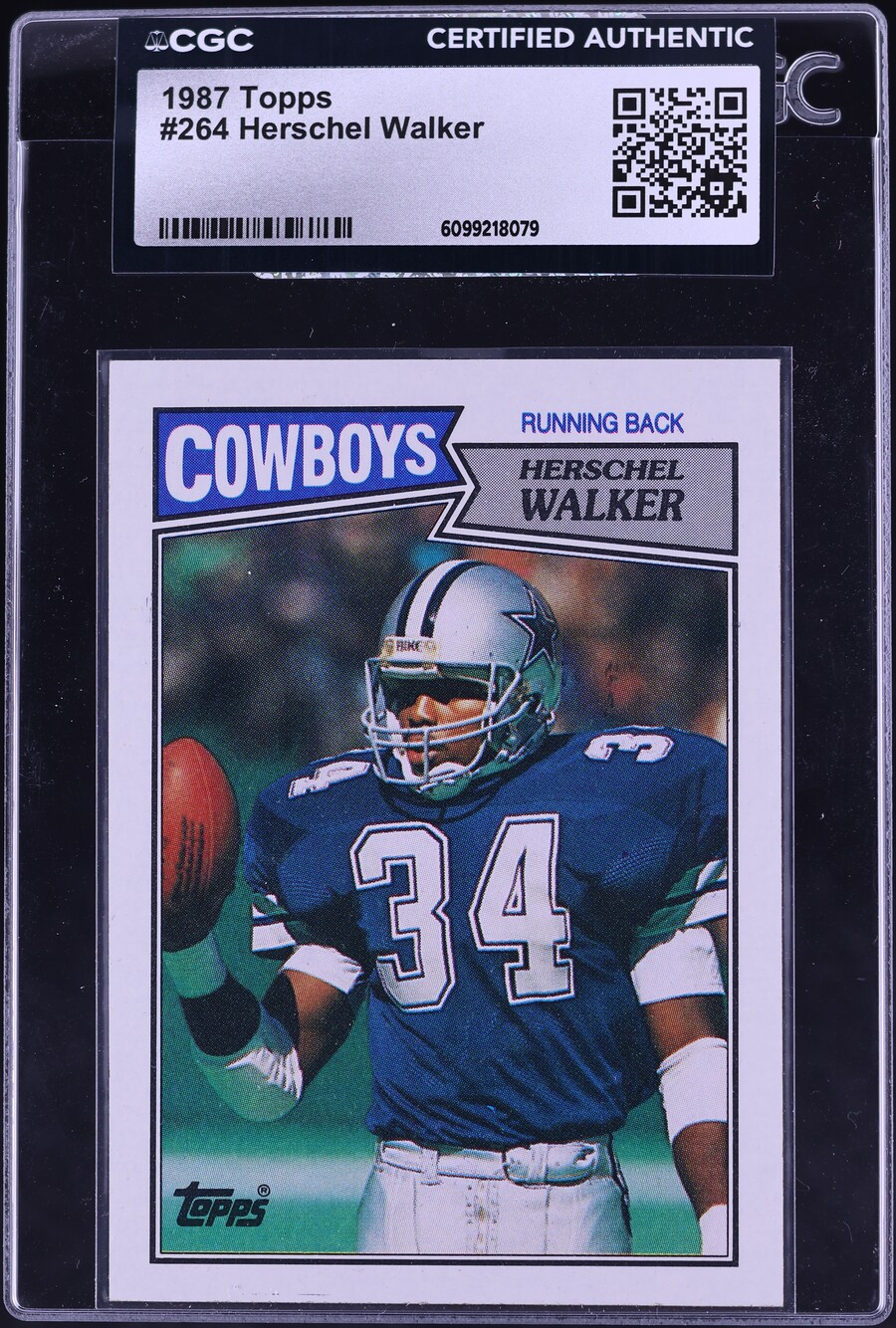1987 Topps Football Herschel Walker #264 CGC AUTH