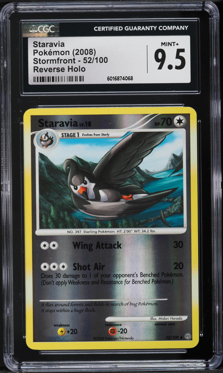 2008 Pokemon Diamond & Pearl Stormfront Reverse Holo Staravia #52 CGC 9.5 MINT+